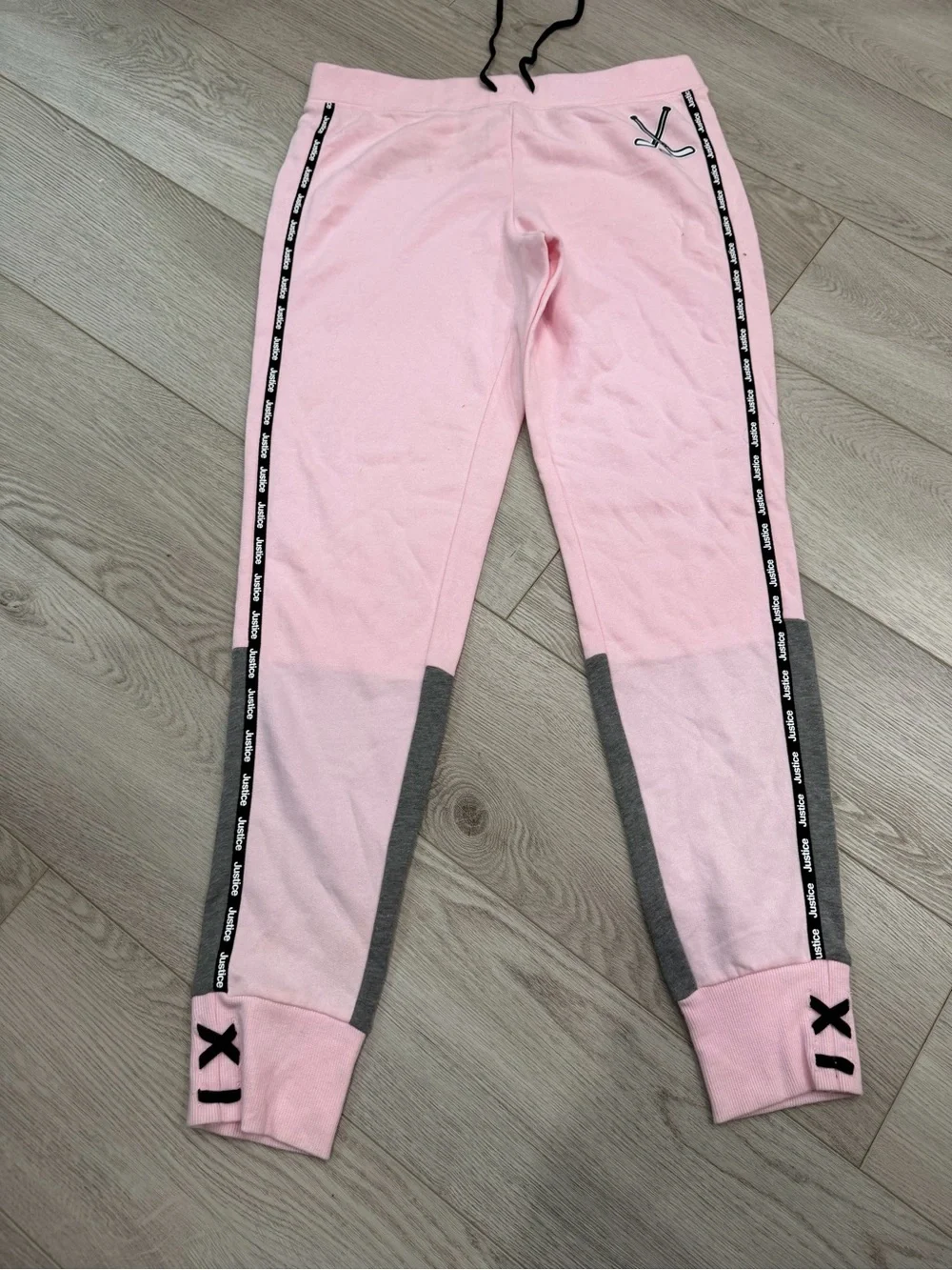 Justice Pink and Gray Colorblock Joggers with Side Tape